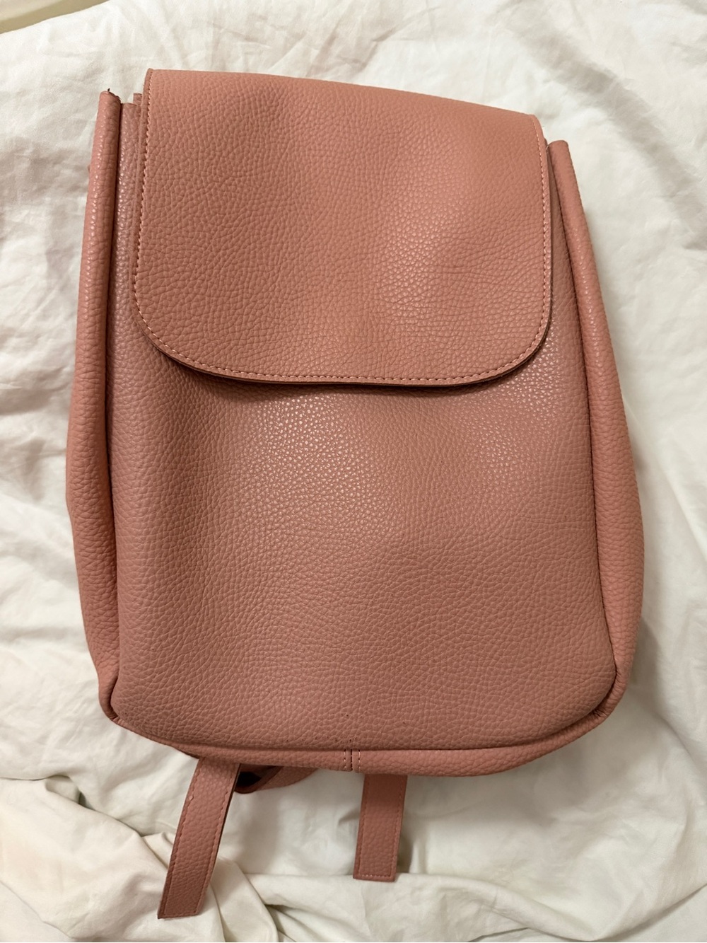 MINISO Blush Pink Pebbled Leather Drawstring Backpack